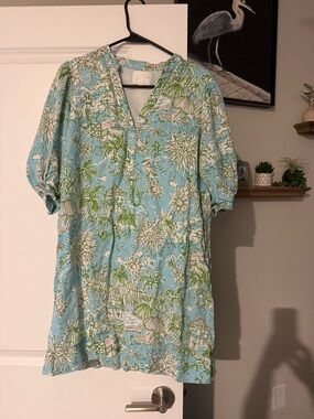 Lilly Pulitzer Light Blue, Green & White Asymmetrical Dress